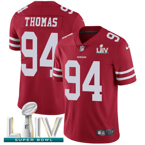 San Francisco 49ers Nike #94 Solomon Thomas Red Super Bowl LIV 2020 Team Color Men Stitched NFL Vapor Untouchable Limited Jersey->youth nfl jersey->Youth Jersey